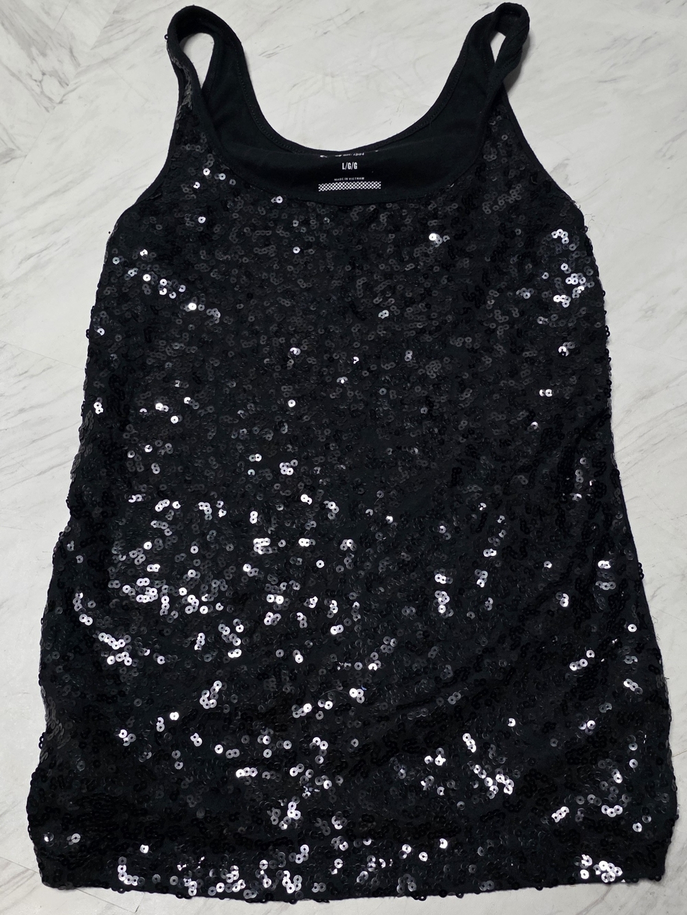Old Navy Black Sequin Tank Top